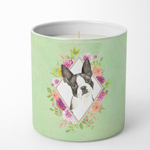 Load image into Gallery viewer, Boston Terrier Green Flowers 10 oz Decorative Soy Candle CK4417CDL