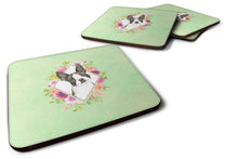 Load image into Gallery viewer, Boston Terrier Green Flowers Coasters - Set of 4 Lightweight Foam, Absorbent Drink Coasters  CK4417FC