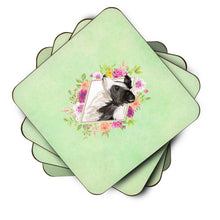 Load image into Gallery viewer, Border Collie Green Flowers Coasters - Set of 4 Lightweight Foam, Absorbent Drink Coasters  CK4418FC