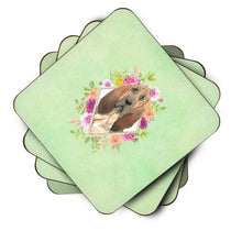 Load image into Gallery viewer, Bloodhound Green Flowers Coasters - Set of 4 Lightweight Foam, Absorbent Drink Coasters  CK4419FC
