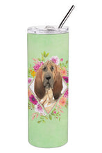 Load image into Gallery viewer, Bloodhound Green Flowers Double Walled Stainless Steel 20 oz Skinny Tumbler CK4419TBL20