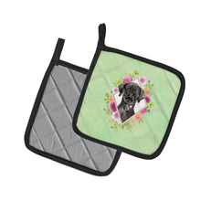 Load image into Gallery viewer, Black Labrador Green Flowers Pot Holders - Set of 2 - Heat-Resistant Kitchen Essentials CK4421PTHD