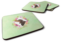 Load image into Gallery viewer, Black and Tan Dachshund Green Flowers Coasters - Set of 4 Lightweight Foam, Absorbent Drink Coasters  CK4422FC