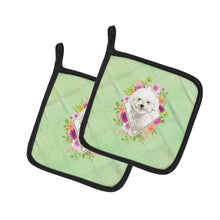 Load image into Gallery viewer, Bichon Frise Green Flowers Pot Holders - Set of 2 - Heat-Resistant Kitchen Essentials CK4423PTHD