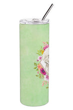Load image into Gallery viewer, Bichon Frise Green Flowers Double Walled Stainless Steel 20 oz Skinny Tumbler CK4423TBL20
