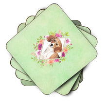 Load image into Gallery viewer, Beagle Green Flowers Coasters - Set of 4 Lightweight Foam, Absorbent Drink Coasters  CK4425FC