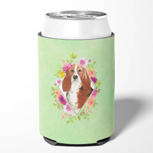 Load image into Gallery viewer, Basset Hound Green Flowers Can or Bottle Hugger CK4426CC