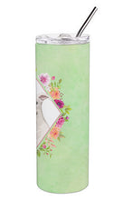 Load image into Gallery viewer, White Pit Bull Terrier Green Flowers Double Walled Stainless Steel 20 oz Skinny Tumbler CK4428TBL20