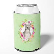 Load image into Gallery viewer, Blue Pit Bull Terrier Green Flowers Can or Bottle Hugger CK4429CC