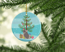 Load image into Gallery viewer, Beige Wellman Chinchilla Merry Christmas Ornament - Round Ceramic Ornament – Artist-Designed Keepsake Decoration