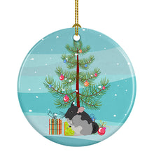 Load image into Gallery viewer, Black Velvet Chinchilla Merry Christmas Ornament - Round Ceramic Ornament – Artist-Designed Keepsake Decoration