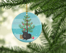 Load image into Gallery viewer, Charcoal Chinchilla Merry Christmas Ornament - Round Ceramic Ornament – Artist-Designed Keepsake Decoration