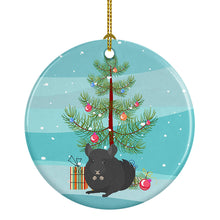 Load image into Gallery viewer, Charcoal Chinchilla Merry Christmas Ornament - Round Ceramic Ornament – Artist-Designed Keepsake Decoration