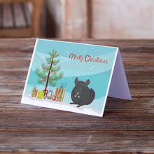 Load image into Gallery viewer, Charcoal Chinchilla Merry Christmas Greeting Cards -  Blank Note Cards – 8-Pack of Artist-Designed Cards with Envelopes