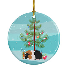 Load image into Gallery viewer, Abyssinian Guinea Pig Merry Christmas Ornament - Round Ceramic Ornament – Artist-Designed Keepsake Decoration