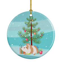 Load image into Gallery viewer, Silkie Guinea Pig Merry Christmas Ornament - Round Ceramic Ornament – Artist-Designed Keepsake Decoration