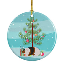 Load image into Gallery viewer, Teddy Guinea Pig Merry Christmas Ornament - Round Ceramic Ornament – Artist-Designed Keepsake Decoration