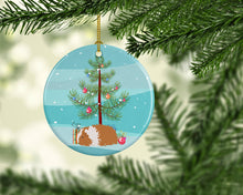 Load image into Gallery viewer, Texel Guinea Pig Merry Christmas Ornament - Round Ceramic Ornament – Artist-Designed Keepsake Decoration