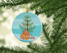 Load image into Gallery viewer, Teddy Bear Hamster Merry Christmas Ornament - Round Ceramic Ornament – Artist-Designed Keepsake Decoration