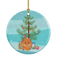 Load image into Gallery viewer, Teddy Bear Hamster Merry Christmas Ornament - Round Ceramic Ornament – Artist-Designed Keepsake Decoration