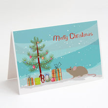 Load image into Gallery viewer, Grey Domestic Mouse Merry Christmas Greeting Cards -  Blank Note Cards – 8-Pack of Artist-Designed Cards with Envelopes