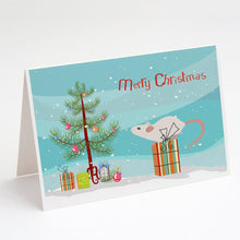 Load image into Gallery viewer, White Domestic Mouse Merry Christmas Greeting Cards -  Blank Note Cards – 8-Pack of Artist-Designed Cards with Envelopes
