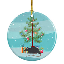 Load image into Gallery viewer, Black Rat Merry Christmas Ornament - Round Ceramic Ornament – Artist-Designed Keepsake Decoration