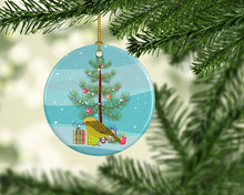 Load image into Gallery viewer, Lizard Canary Merry Christmas Ornament - Round Ceramic Ornament – Artist-Designed Keepsake Decoration