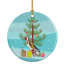 Load image into Gallery viewer, Goldfinch Merry Christmas Ornament - Round Ceramic Ornament – Artist-Designed Keepsake Decoration
