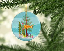Load image into Gallery viewer, Bubble Eyed Goldfish Merry Christmas Ornament - Round Ceramic Ornament – Artist-Designed Keepsake Decoration