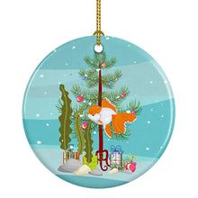 Load image into Gallery viewer, Oranda Red Cap Goldfish Merry Christmas Ornament - Round Ceramic Ornament – Artist-Designed Keepsake Decoration