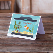 Load image into Gallery viewer, Oranda Red Cap Goldfish Merry Christmas Greeting Cards -  Blank Note Cards – 8-Pack of Artist-Designed Cards with Envelopes