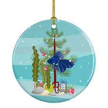 Load image into Gallery viewer, Veiltail Goldfish Merry Christmas Ornament - Round Ceramic Ornament – Artist-Designed Keepsake Decoration