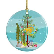 Load image into Gallery viewer, CrownTail Betta Merry Christmas Ornament - Round Ceramic Ornament – Artist-Designed Keepsake Decoration