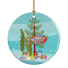 Load image into Gallery viewer, Dwarf Gourami Merry Christmas Ornament - Round Ceramic Ornament – Artist-Designed Keepsake Decoration