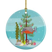 Load image into Gallery viewer, Piranha Merry Christmas Ornament - Round Ceramic Ornament – Artist-Designed Keepsake Decoration