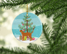 Load image into Gallery viewer, Red Abyssinian Cat Merry Christmas Ornament - Round Ceramic Ornament – Artist-Designed Keepsake Decoration