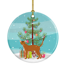Load image into Gallery viewer, Red Abyssinian Cat Merry Christmas Ornament - Round Ceramic Ornament – Artist-Designed Keepsake Decoration