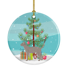 Load image into Gallery viewer, Blue Abyssinian Cat Merry Christmas Ornament - Round Ceramic Ornament – Artist-Designed Keepsake Decoration
