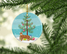 Load image into Gallery viewer, Bengal #2 Cat Merry Christmas Ornament - Round Ceramic Ornament – Artist-Designed Keepsake Decoration