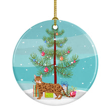 Load image into Gallery viewer, Bengal #2 Cat Merry Christmas Ornament - Round Ceramic Ornament – Artist-Designed Keepsake Decoration