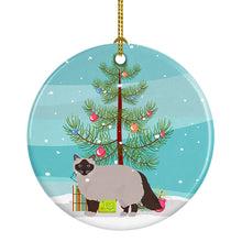 Load image into Gallery viewer, Birman Cat Merry Christmas Ornament - Round Ceramic Ornament – Artist-Designed Keepsake Decoration