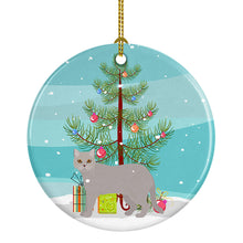 Load image into Gallery viewer, British Semi Longhair Cat Merry Christmas Ornament - Round Ceramic Ornament – Artist-Designed Keepsake Decoration
