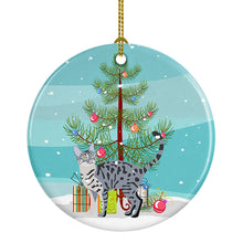 Load image into Gallery viewer, California Spangled #1 Cat Merry Christmas Ornament - Round Ceramic Ornament – Artist-Designed Keepsake Decoration