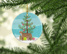 Load image into Gallery viewer, California Spangled #2 Cat Merry Christmas Ornament - Round Ceramic Ornament – Artist-Designed Keepsake Decoration