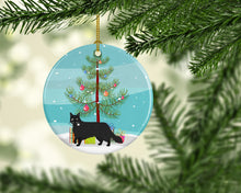 Load image into Gallery viewer, Black Chantilly Tiffany Cat Merry Christmas Ornament - Round Ceramic Ornament – Artist-Designed Keepsake Decoration