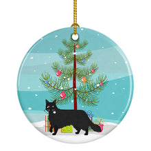 Load image into Gallery viewer, Black Chantilly Tiffany Cat Merry Christmas Ornament - Round Ceramic Ornament – Artist-Designed Keepsake Decoration