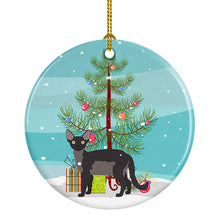 Load image into Gallery viewer, Devon Rex Cat Merry Christmas Ornament - Round Ceramic Ornament – Artist-Designed Keepsake Decoration