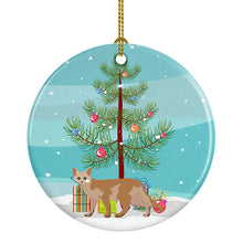 Load image into Gallery viewer, Devon Rex #3 Cat Merry Christmas Ornament - Round Ceramic Ornament – Artist-Designed Keepsake Decoration