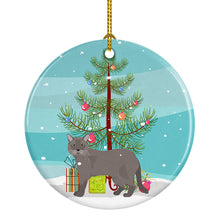 Load image into Gallery viewer, European Burmese Cat Merry Christmas Ornament - Round Ceramic Ornament – Artist-Designed Keepsake Decoration